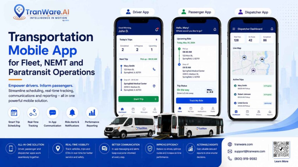 Transportation Mobile App for Fleet NEMT and Paratransit Operations