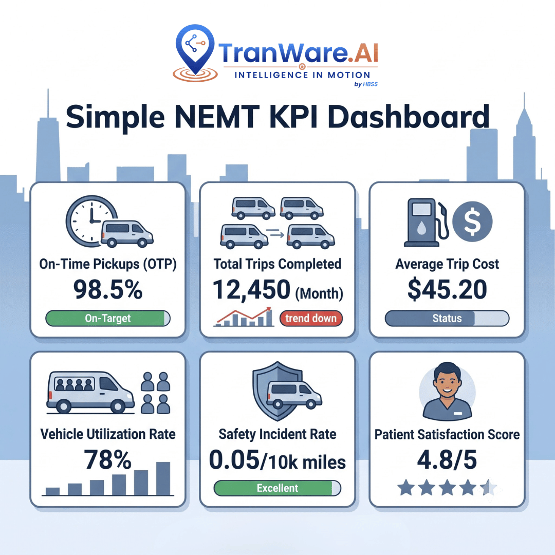 Simple NEMT KPI Dashboard - TranWare AI